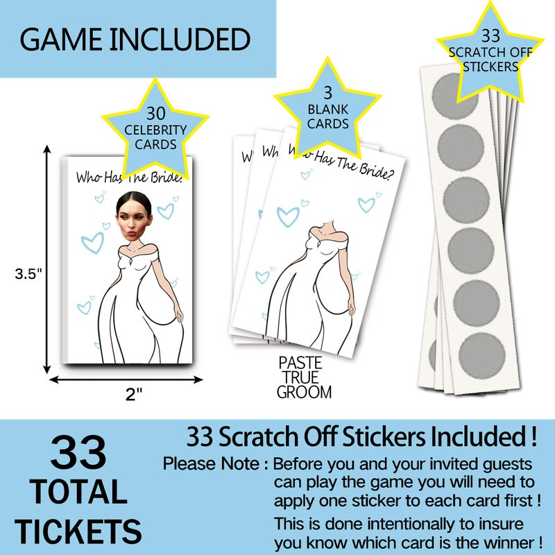 ukebobo 33 Cute Bridal Shower Games - Scratch Off Bridal Shower Game.Funny Bachelorette Party Games - Who Has The Bride - 33 Sheets - Image 2